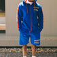 Royal Blue/Red Jogger Short Set with Reflector Piping