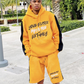 Gold and Black Stripe Sun fade Your People My People Hoodie Short Set