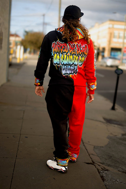 Red and Black (Zipped Down) Graffiti Jogger Set