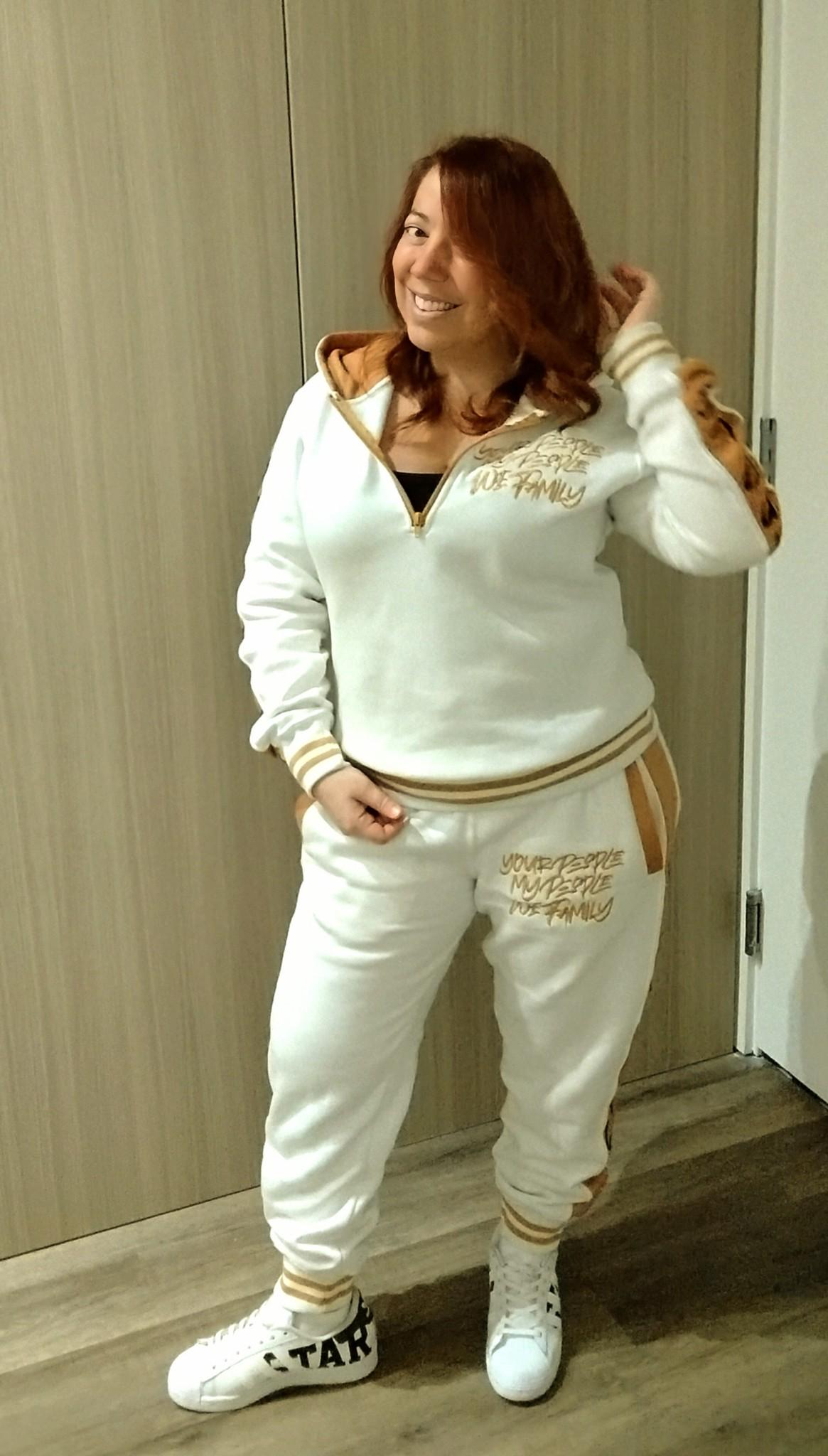 Women's Cut Half Zip Your People My People White Jogger